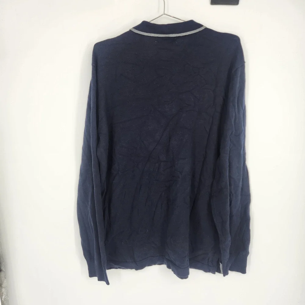 Hawker Rye Aiden Rugby Sweater Polo Navy Blue Mens XL Long Sleeve Cotton Knit